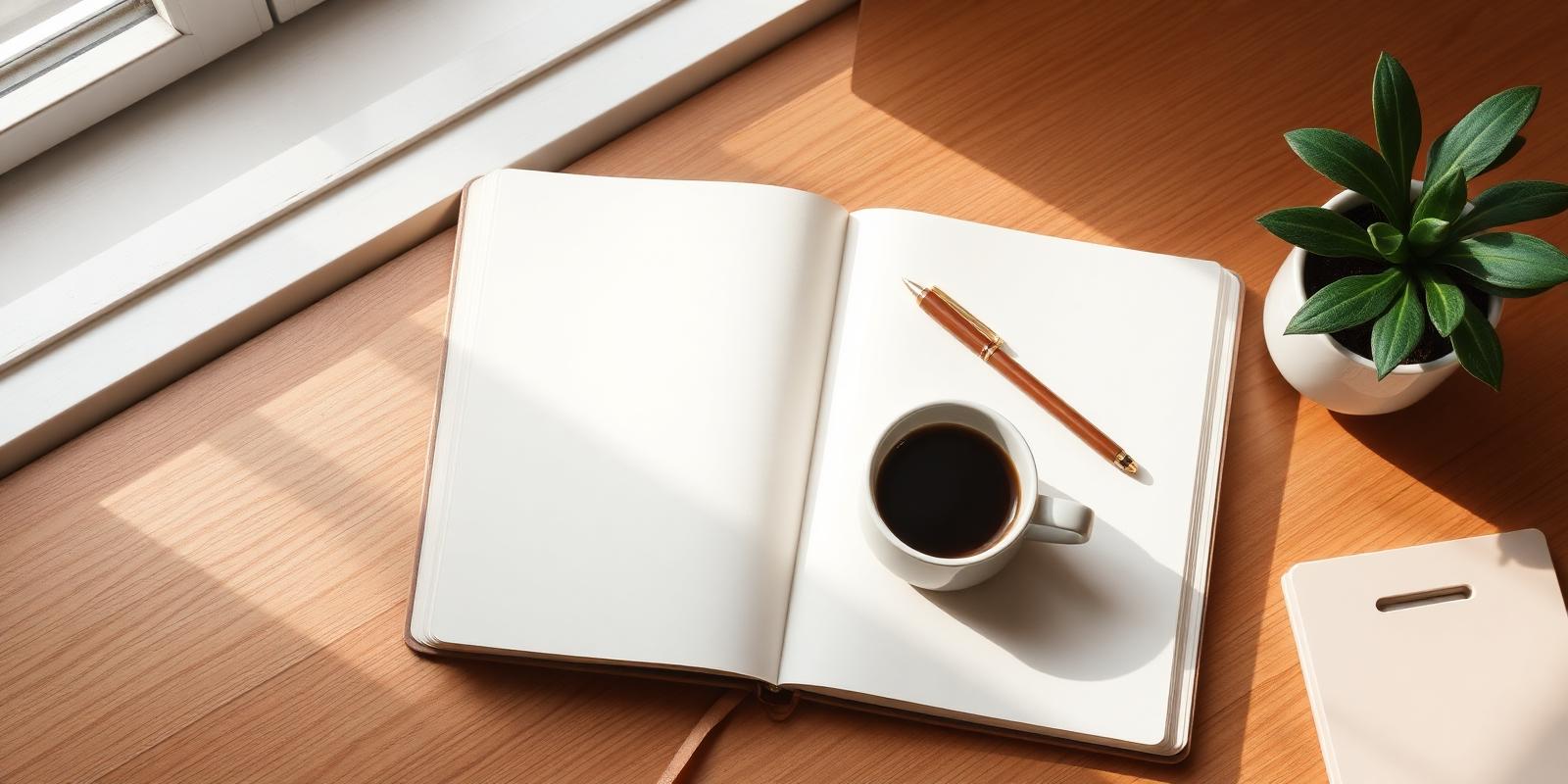 Open notebook on a sunlit desk